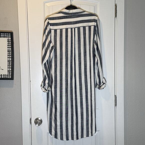 Hope & Harlow Button Up Stripped Long Sleeve Preppy Dress Size 10 - Picture 2 of 4